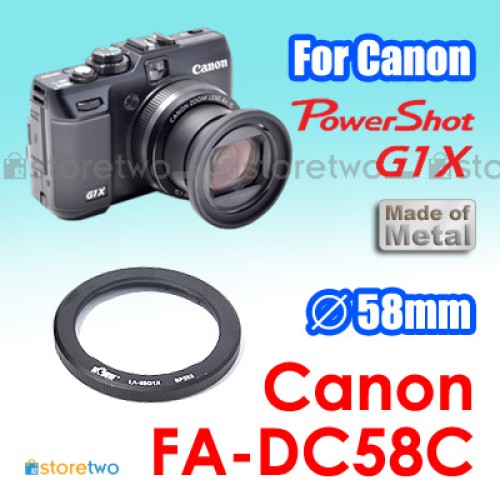Canon FA-DC58C 金屬 - Kiwifotos 濾鏡轉接環 PowerShot G1 X G1X 58mm Metal Filter Adapter 配 CPL UV ND Full HD DC