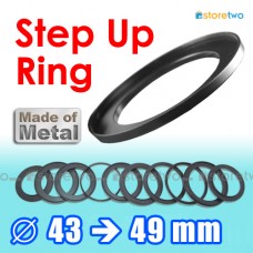 Kiwifotos Step Up Ring 轉接環 43mm-49mm 全金屬製 Step Ring 43-49mm 43mm 至 49mm 細轉大 濾鏡 filter CPL UV ND