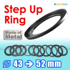 Kiwifotos Step Up Ring 轉接環 43mm-52mm 全金屬製 Step Ring 43-52mm 43mm 至 52mm 細轉大 濾鏡 filter CPL UV ND