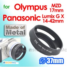 JJC 金屬遮光罩 Olympus 17mm f/2.8 Panasonic 14-42mm ASPH 鏡頭餅鏡 37mm Lens Hood 配 52mm 濾鏡 E-P3