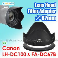 Canon LH-DC100 FA-DC67B - JJC 蓮花型遮光罩轉接環 PowerShot G3 X SX530 HS DC Lens Hood 67mm Filter Adapter