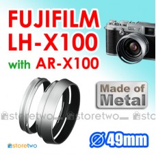 FUJIFILM LH-X100 AR-X100 - JJC 金屬遮光罩 FinePix X100 Lens Hood 連 49mm 轉接環 Fuji X-100