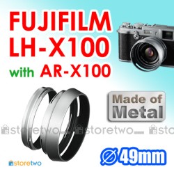 FUJIFILM LH-X100 AR-X100 - JJC 金屬遮光罩 FinePix X100 Lens Hood 連 49mm 轉接環 Fuji X-100