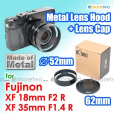 Kiwifotos 金屬遮光罩 FUJIFILM FUJINON Lens XF 18mmF2 R 35mmF1.4 R Lens Hood 連 62mm 鏡頭前蓋