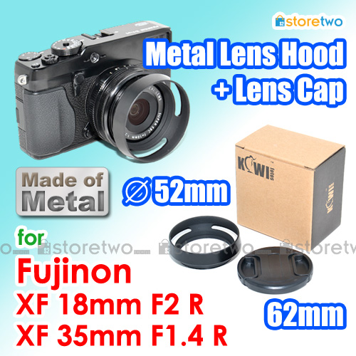 Kiwifotos 金屬遮光罩 FUJIFILM FUJINON Lens XF 18mmF2 R 35mmF1.4 R Lens Hood 連 62mm 鏡頭前蓋