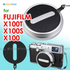 Fujifilm X100T X100S X100 鏡頭蓋貼連繫繩 黑色Nappa皮革 日本DAITAC膠貼 JJC Lens Cap Keeper