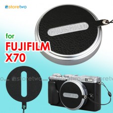 Fujifilm X70 鏡頭蓋貼連繫繩 黑色Nappa皮革 日本DAITAC膠貼 JJC Lens Cap Keeper