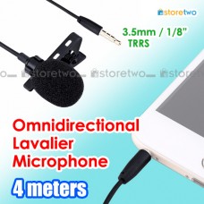 全方向360度領夾式麥克風 4米長 3.5mm iPhone Andriod 手機平板 Omnidirectional Lavalier Microphone