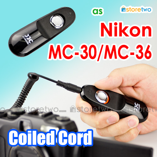 Nikon MC-36 MC-30 - JJC 電子快門線 D850 D810 D800E D800 D700 D500 D5 D4S D4 D3X Remote Wire Shutter Cord Coiled 彈簧線 90cm