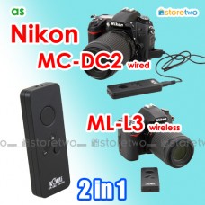 2合1 Nikon ML-L3 MC-DC2 JJC 紅外線無線遙控有線電子快門 Z7 Z6 Df D7500 D7200 D5600 D3400 D750 D500 Coolpix A J2 P1000 infrared wireless wired remote
